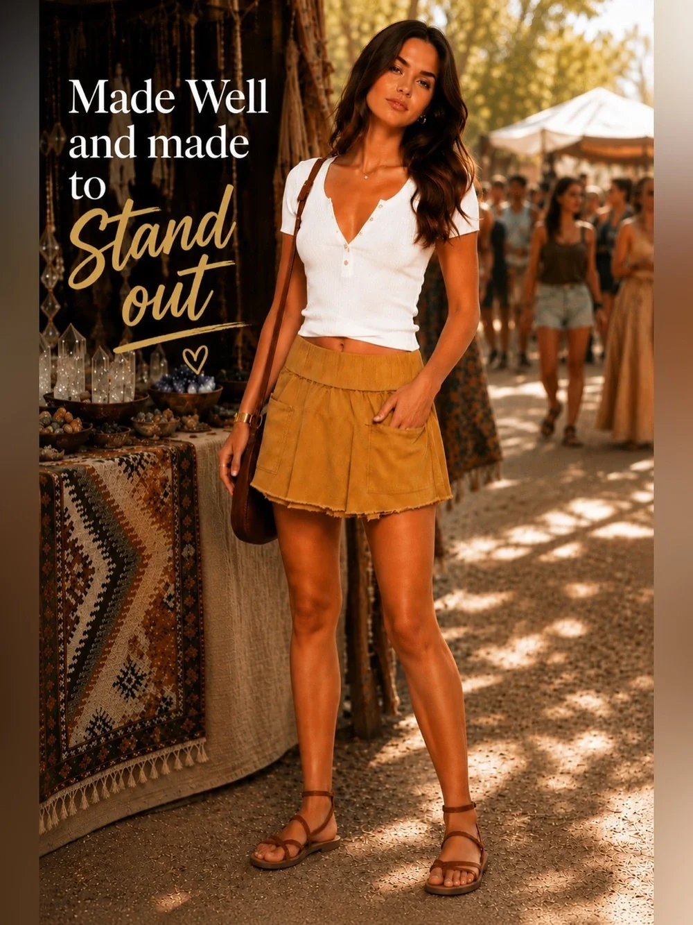 Free People mustard utility raw hem mini skirt small